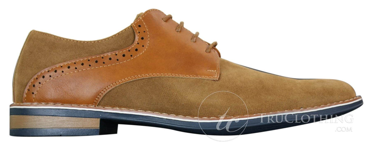 Elong K23 - Zapatos de hombre de ante con cordones, estilo casual elegante, color marrón claro, PU, ajuste cómodo, punta redonda.