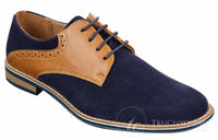 Elong K23 - Zapatos de hombre de ante con cordones, estilo casual elegante, color marrón claro, PU, ajuste cómodo, punta redonda.