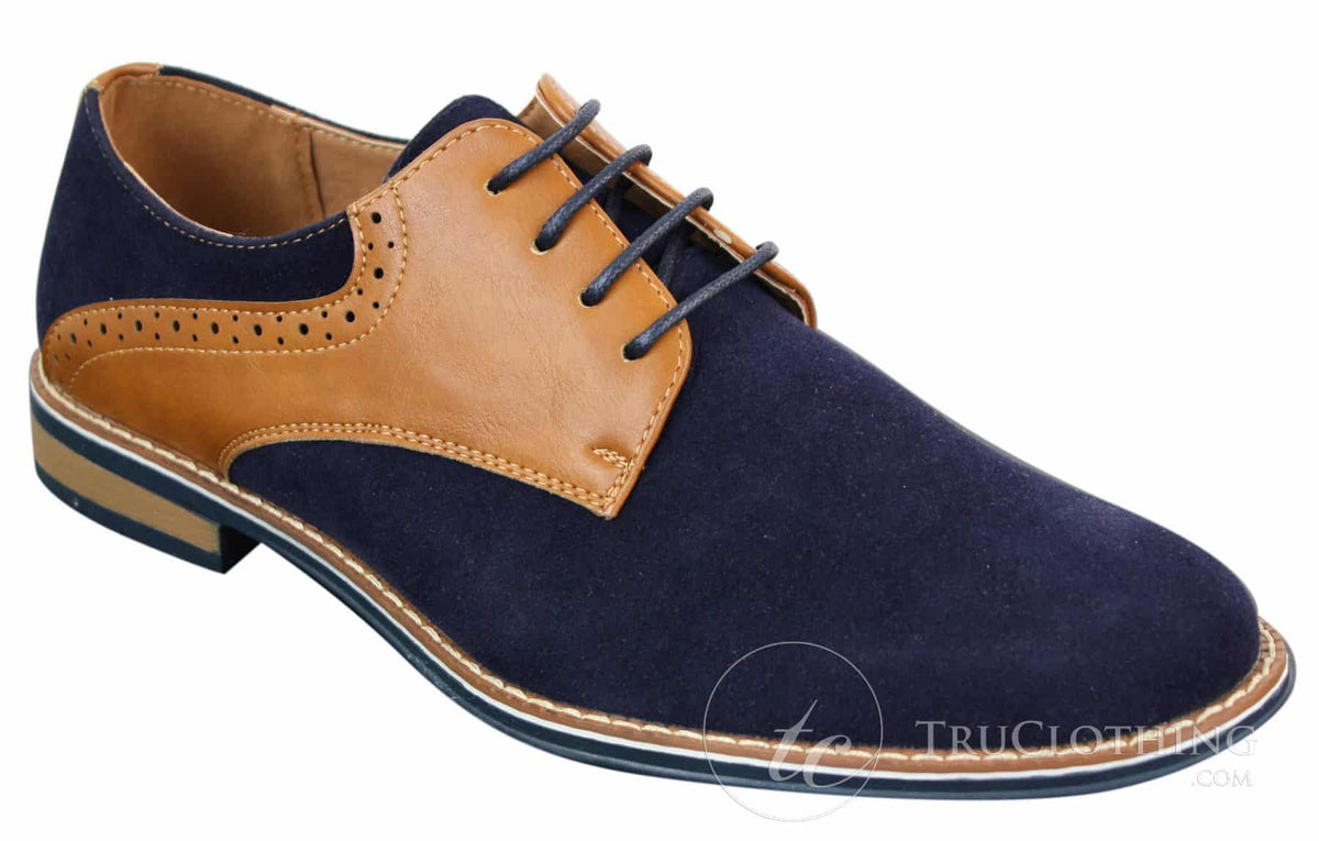 Elong K23 - Zapatos de hombre de ante con cordones, estilo casual elegante, color marrón claro, PU, ajuste cómodo, punta redonda.
