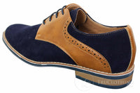 Elong K23 - Zapatos de hombre de ante con cordones, estilo casual elegante, color marrón claro, PU, ajuste cómodo, punta redonda.