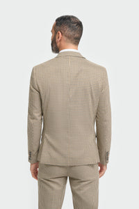 Traje de hombre a cuadros beige y azul marino