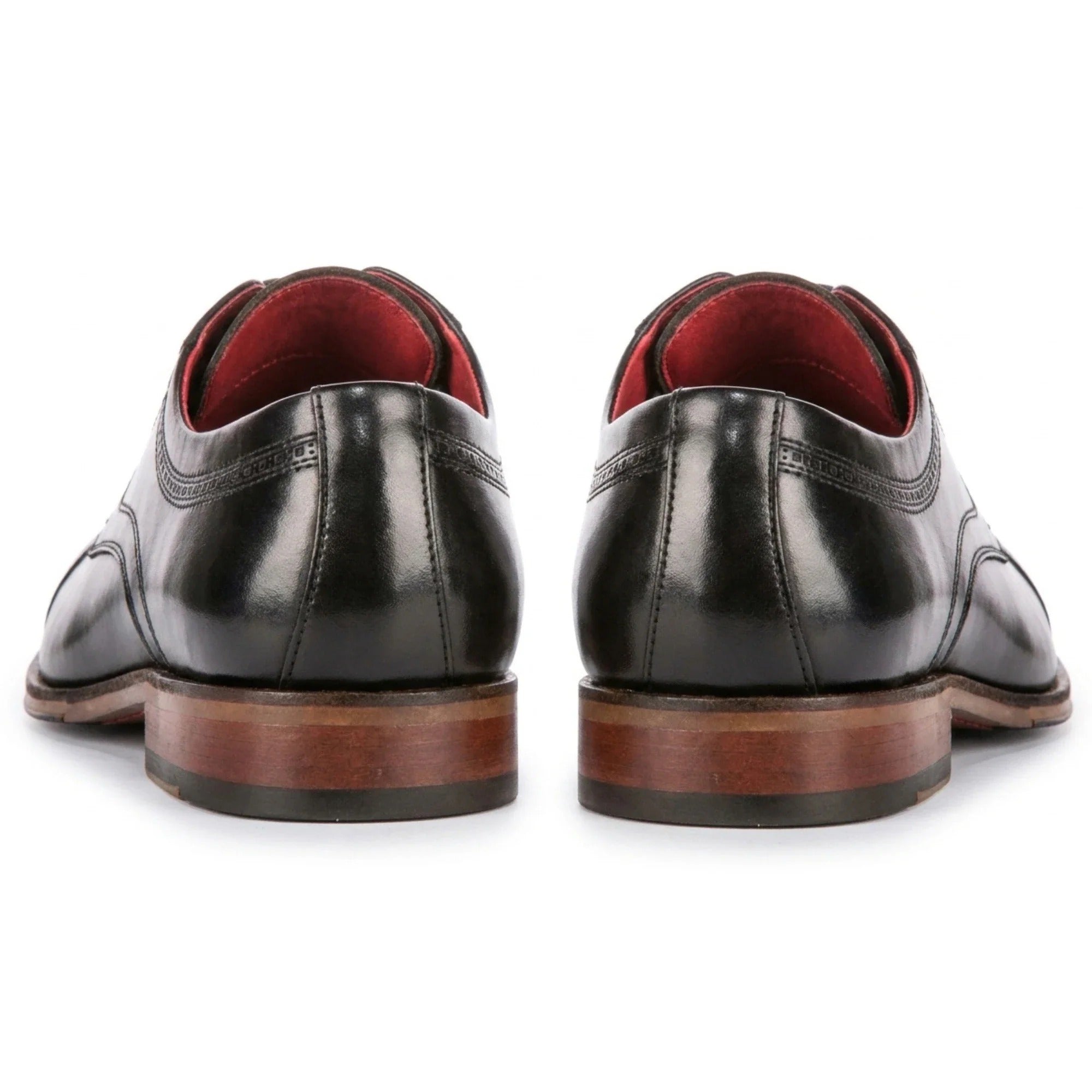 Everett - Zapatos Derby de hombre de cuero negro pulido con puntera reforzada.