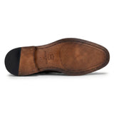 Everett - Zapatos Derby de hombre de cuero negro pulido con puntera reforzada.