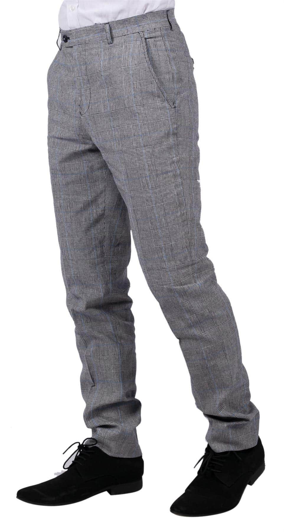 Arriga - Pantalones de hombre a cuadros grises y azules
