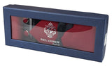 Conjunto de regalo de corbata roja texturizada de seda satinada con pañuelo de bolsillo, gemelos y corbata de satén mate.