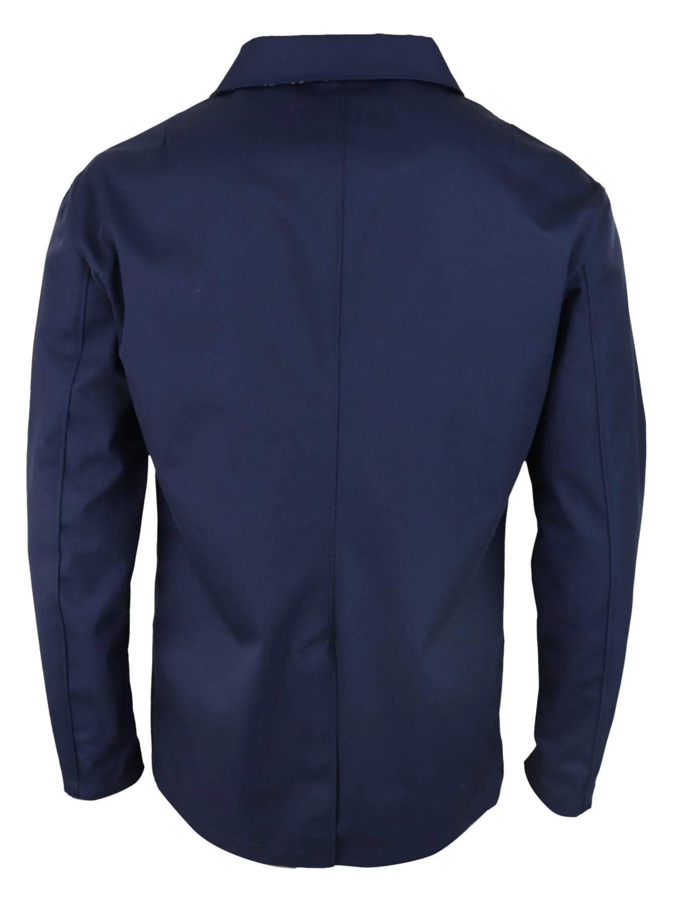 Abrigo de hombre de longitud media, ligero, elegante e informal, color azul marino.