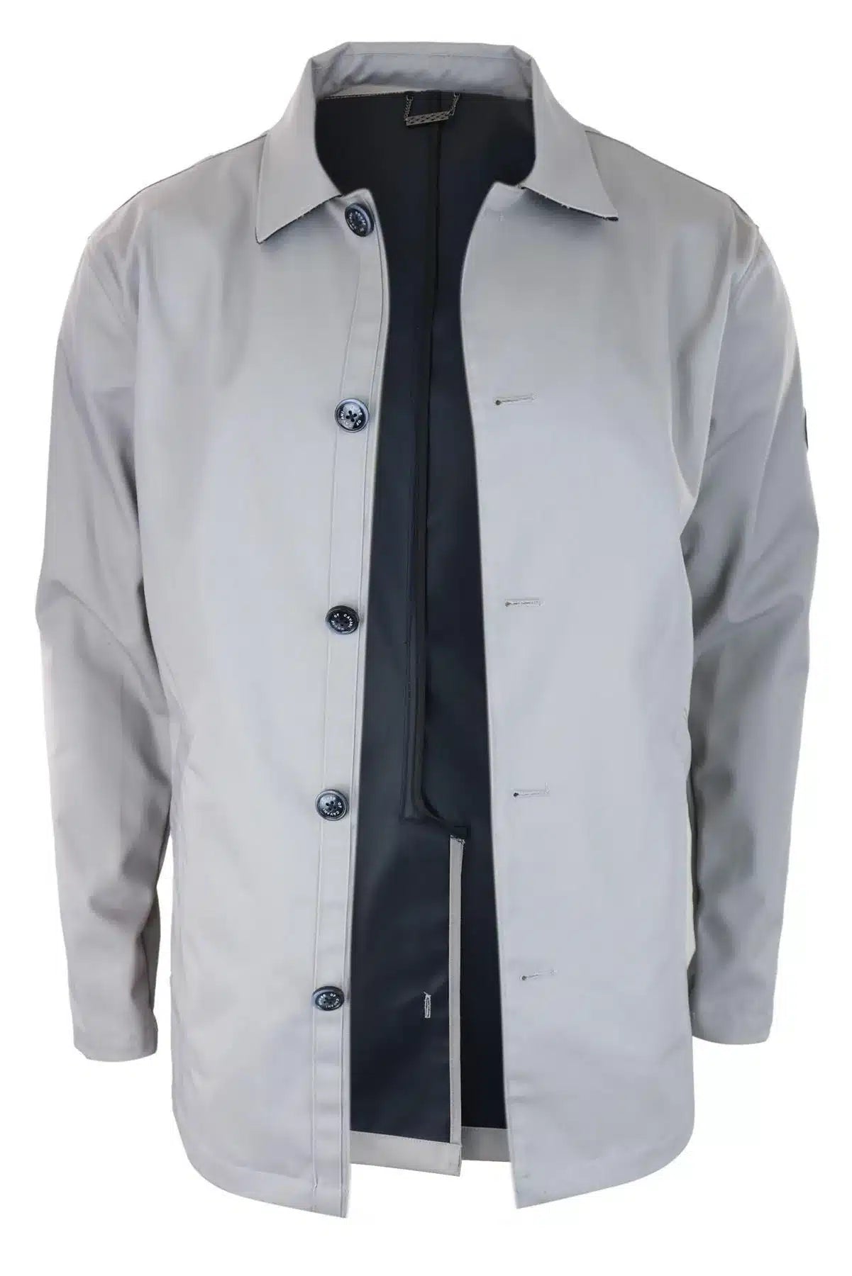 Abrigo de hombre de longitud media, ligero, elegante e informal, color beige piedra.