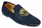 Fiorello HD0112-04 - Mocasines negros icónicos Medusa para hombre, estilo mocasín, de gamuza sintética italiana.