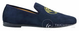 Fiorello HD0112-04 - Mocasines negros icónicos Medusa para hombre, estilo mocasín, de gamuza sintética italiana.