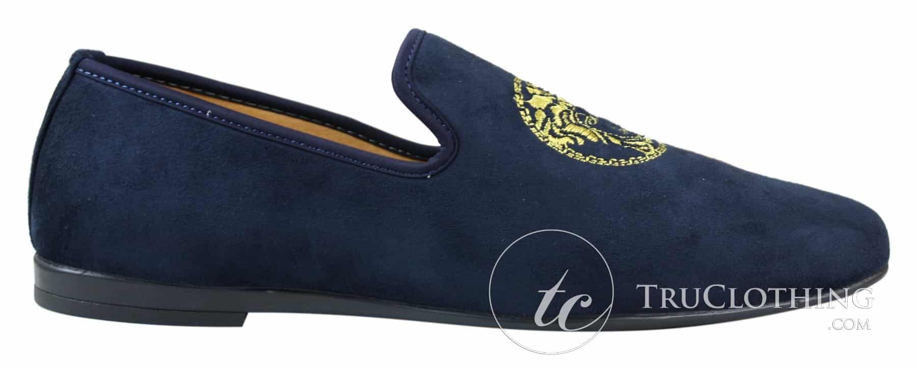 Fiorello HD0112-04 - Mocasines negros icónicos Medusa para hombre, estilo mocasín, de gamuza sintética italiana.