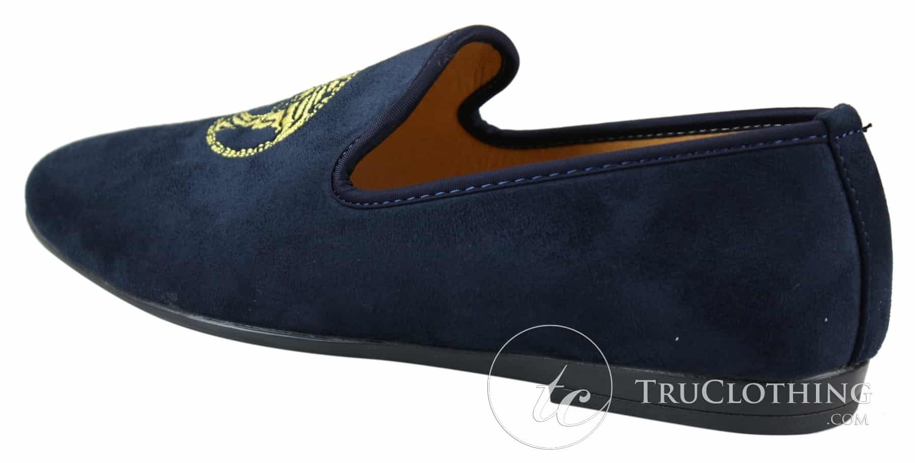 Fiorello HD0112-04 - Mocasines negros icónicos Medusa para hombre, estilo mocasín, de gamuza sintética italiana.