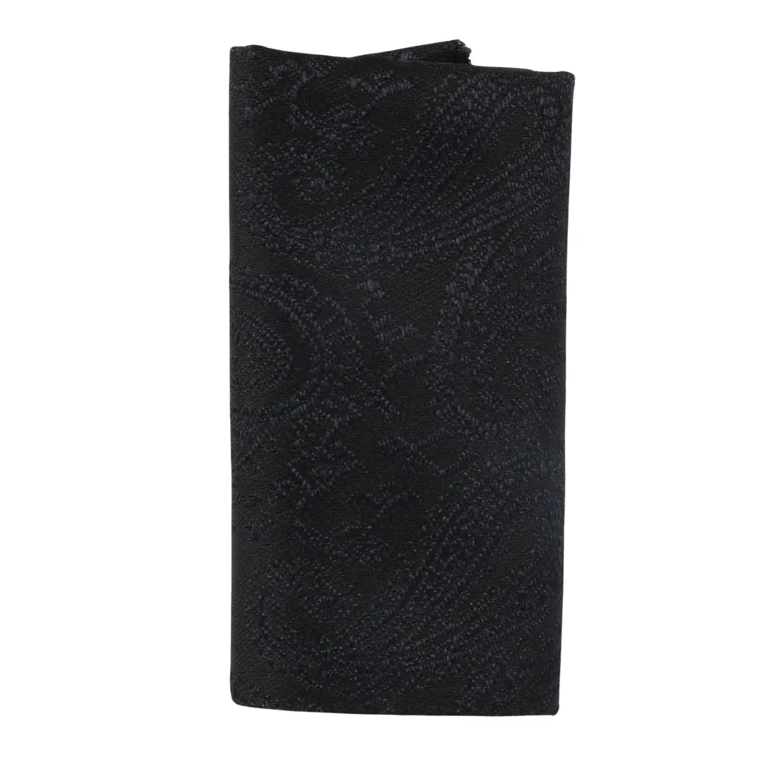 Conjunto de corbata y pañuelo de bolsillo para hombre, corbata formal floral - Negro