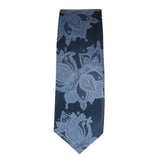 Conjunto de corbata y pañuelo de bolsillo para hombre, corbata formal floral - Azul