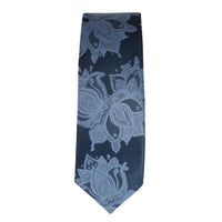 Conjunto de corbata y pañuelo de bolsillo para hombre, corbata formal floral - Azul