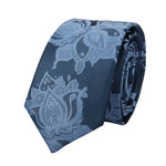 Conjunto de corbata y pañuelo de bolsillo para hombre, corbata formal floral - Azul