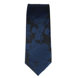 Conjunto de corbata y pañuelo de bolsillo para hombre, corbata formal floral - Azul marino