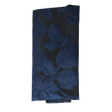 Conjunto de corbata y pañuelo de bolsillo para hombre, corbata formal floral - Azul marino