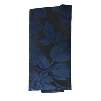 Conjunto de corbata y pañuelo de bolsillo para hombre, corbata formal floral - Azul marino