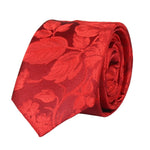 Conjunto de corbata y pañuelo de bolsillo para hombre, corbata formal floral - Rojo
