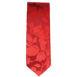 Conjunto de corbata y pañuelo de bolsillo para hombre, corbata formal floral - Rojo