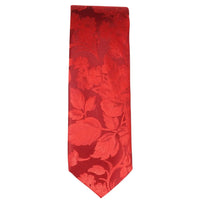 Conjunto de corbata y pañuelo de bolsillo para hombre, corbata formal floral - Rojo
