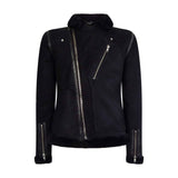 Chaqueta de motorista Brando de piel de oveja negra para hombre