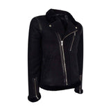 Chaqueta de motorista Brando de piel de oveja negra para hombre