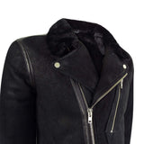 Chaqueta de motorista Brando de piel de oveja negra para hombre