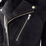 Chaqueta de motorista Brando de piel de oveja negra para hombre