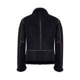 Chaqueta de motorista Brando de piel de oveja negra para hombre