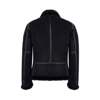 Chaqueta de motorista Brando de piel de oveja negra para hombre