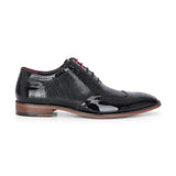 Flynn - Zapatos brogue de charol negro para hombre