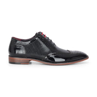 Flynn - Zapatos brogue de charol negro para hombre