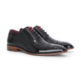 Flynn - Zapatos brogue de charol negro para hombre