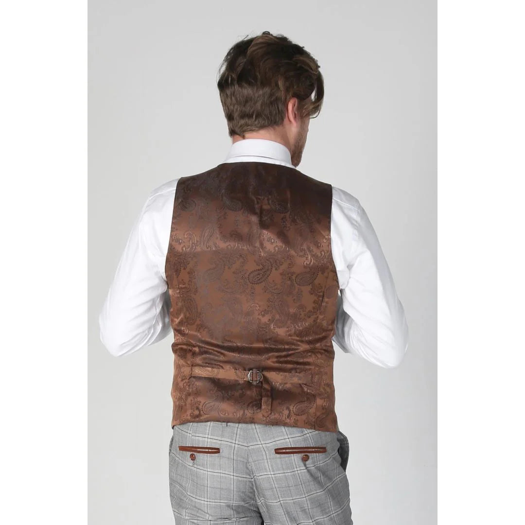 Francis - Chaleco gris a cuadros para hombre