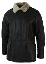 Abrigo de hombre de piel de oveja auténtica de 3/4, color marrón y beige, cálido para invierno.
