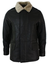 Abrigo de hombre de piel de oveja auténtica de 3/4, color marrón y beige, cálido para invierno.