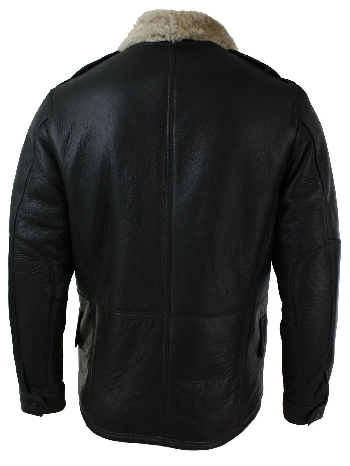 Abrigo de hombre de piel de oveja auténtica de 3/4, color marrón y beige, cálido para invierno.