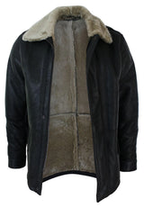 Abrigo de hombre de piel de oveja auténtica de 3/4, color marrón y beige, cálido para invierno.