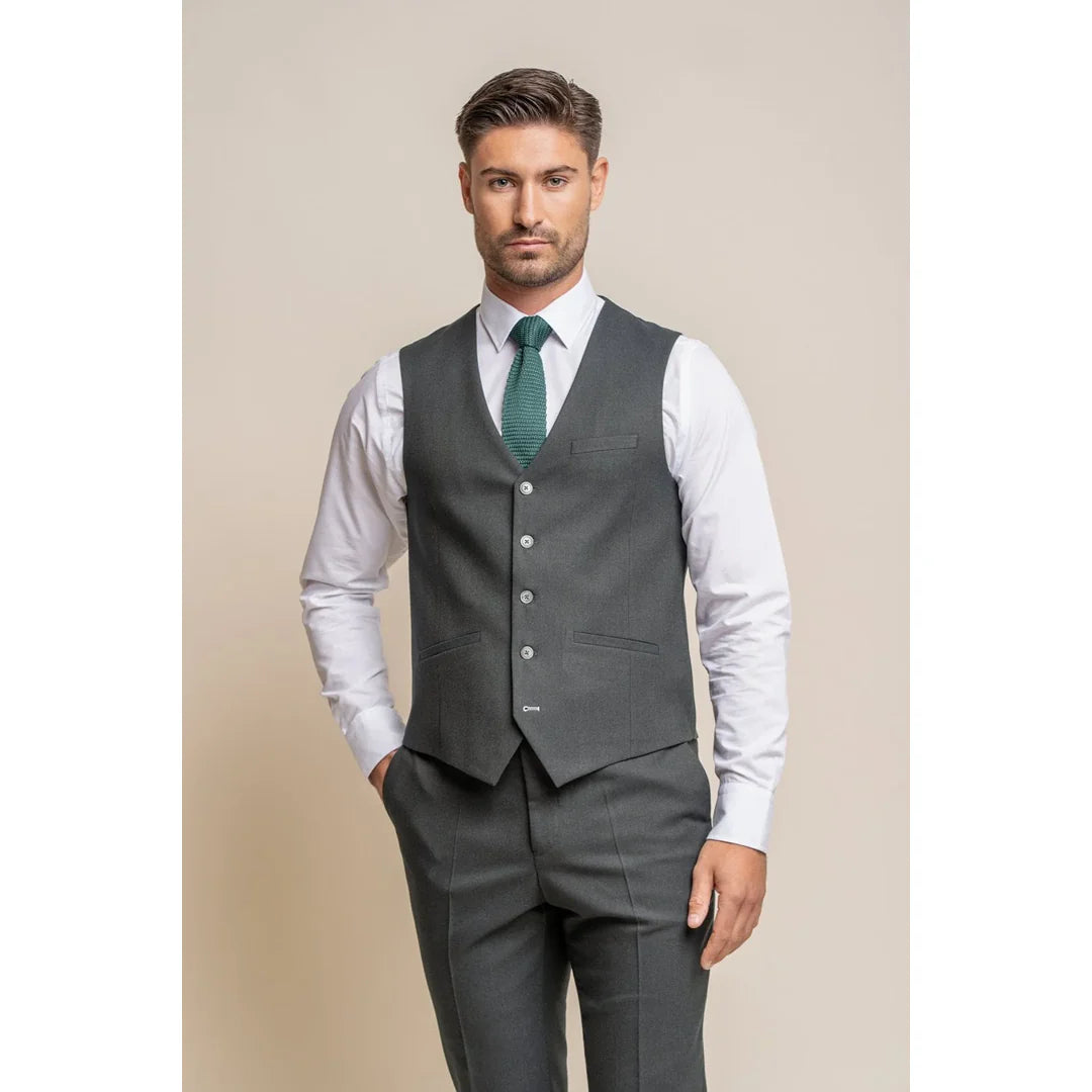 Furioso - Chaleco formal de hombre color verde oliva oscuro