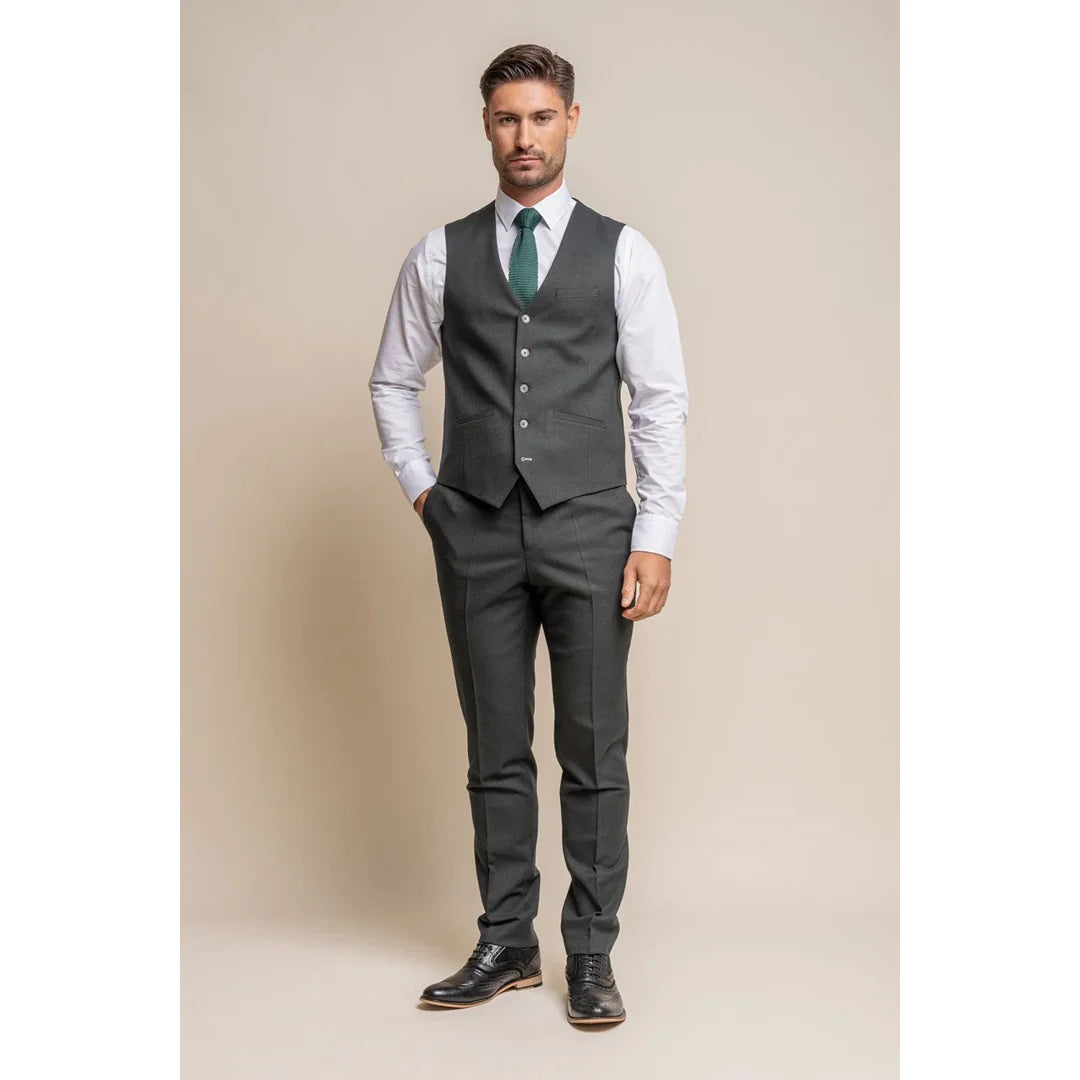 Furioso - Chaleco formal de hombre color verde oliva oscuro