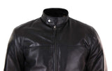 Chaqueta de motociclista para hombre de cuero auténtico negro