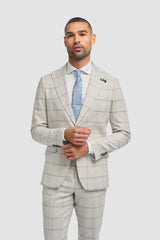 Gabriel - Blazer de lino gris a cuadros para hombre