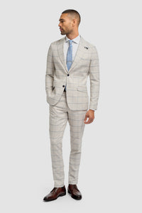 Gabriel - Blazer de lino gris a cuadros para hombre