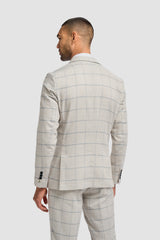 Gabriel - Blazer de lino gris a cuadros para hombre