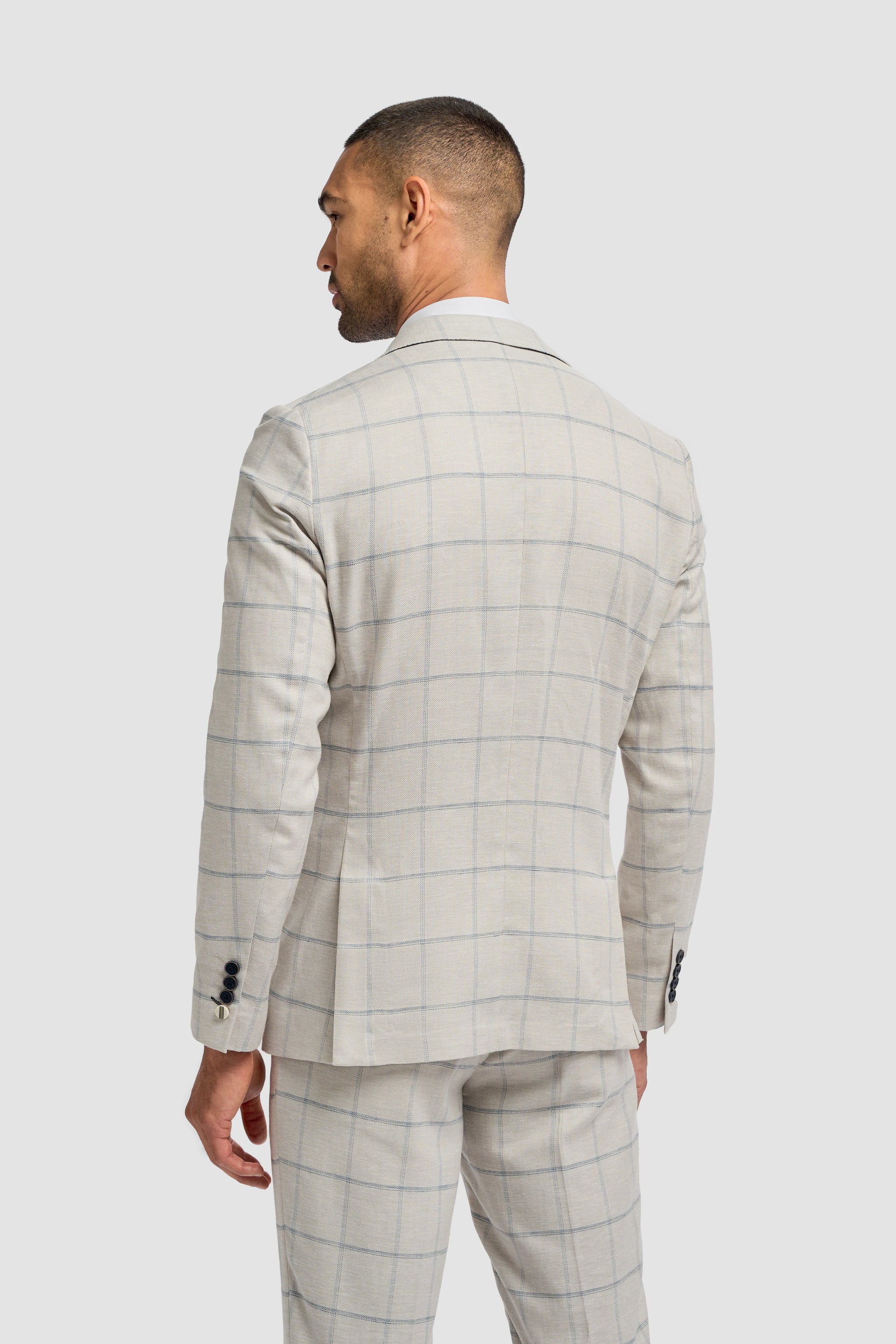 Gabriel - Blazer de lino gris a cuadros para hombre