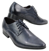 Zapatos elegantes de cuero azul, negro, crema y beige de diseño italiano para hombre.