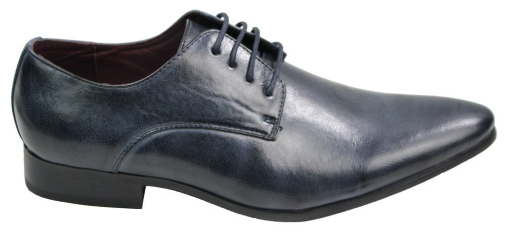 Zapatos elegantes de cuero azul, negro, crema y beige de diseño italiano para hombre.