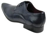 Zapatos elegantes de cuero azul, negro, crema y beige de diseño italiano para hombre.