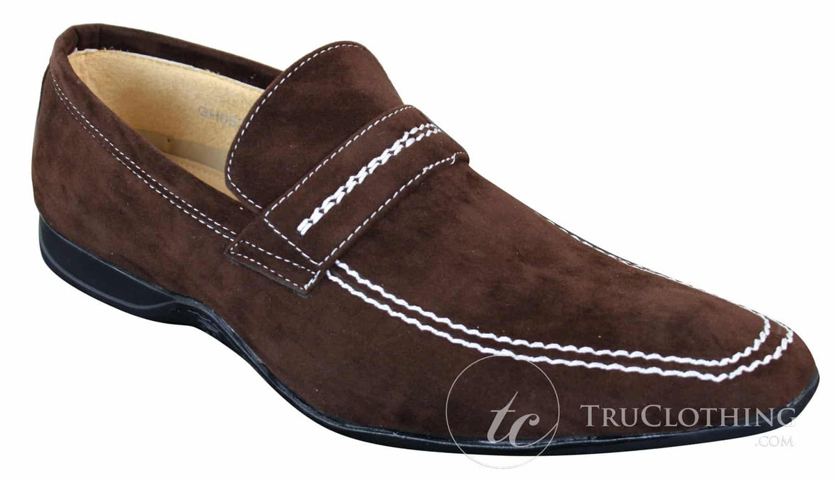 Galax GH052 - Zapatos de hombre de ante marrón sin cordones, estilo casual elegante, tallas 5 6 7 8 9 10 11
